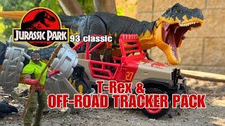 JURASSIC Park Classic 93 Classic Young T-Rex & Off-Road Tracker Pack Toy Review #jurassicpark