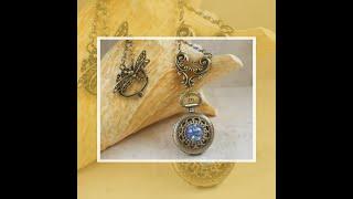 Sapphire Glass Opal Bronze Pocket Watch Pendant