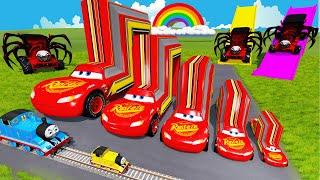 Big & Small Long Square Lightning Mcqueen vs Choo-Choo Charles -Slide Colors | BeamNG.Drive