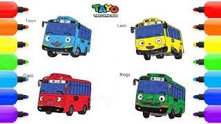 How to Draw The Little Bus TAYO ROGI LANI GANI _ Tayo The Little Bus Painting Coloring Pages