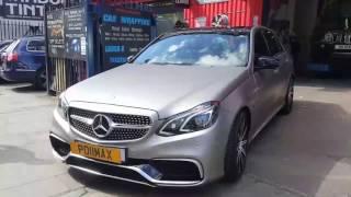 Mercedes E63 AMG wrapping  is now finished in  matte grey aluminium with black and aluminium details