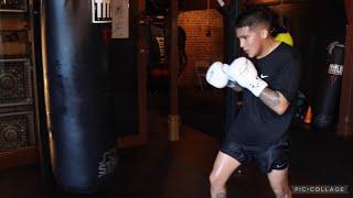 BAM RORIGUEZ SMASHING THE HEAVY BAG & SHIELD TRAINING FOR ISRAEL GONZALEZ IN CANELO VS GGG 3 CO MAIN