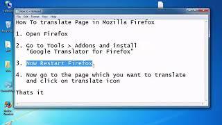 How To translate Page in Mozilla Firefox