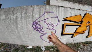 Graffiti Character holding Spray Paint with Yellow Letters