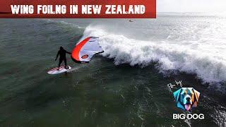 Wing Foiling in waves in New Zealand 4k