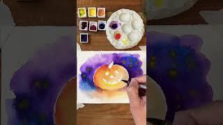 Spooky season colour theory fun - Jack-o’-lantern in Primary Colours #watercolor #art #sketch