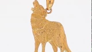 Real Yellow Gold 2.79cm Wild Wolf Charm Pendant (JL#4824)