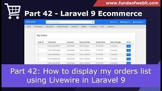 Laravel 9 Ecom - Part 42: How to display my orders list in Laravel 9 eCommerce | User Orders