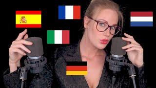 ASMR trigger words in different languages [ close-up whispers in your ears ]