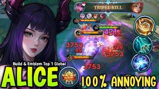 100% CAN'T MOVE!! ALICE NEW BRUTAL BUILD & EMBLEM FOR MID LANE MONSTER - BUILD TOP 1 GLOBAL ALICE