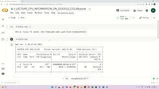 2 LECTURE GOOGLE COLAB GPU INFORMATION