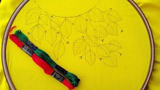 latest neck leaf embroidery design /Leaf Stitch/ neck design tutorial /Secret Hand Stitch..
