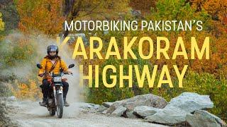 Solo female traveler motorbikes the Karakoram Highway in Pakistan