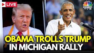 LIVE: Barack Obama Hammers Donald Trump at Detriot Michigan Rally with Eminem | Kamala Harris | N18G