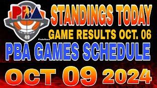 PBA Standings today as of October 6, 2024 | Pba Game results | Pba schedules October 9, 2024