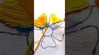 ( Yellow Flower ) Embroidery Designs | Hand Embroidery for Beginners | Embroidery Shorts #shorts