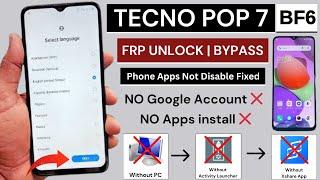 Tecno POP 7 (BF6) Frp Bypass Without PC-2024 | Tecno Android 12 Google Account Unlock