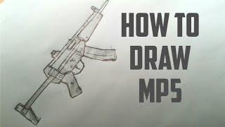 How to draw a HK MP5 sub machine gun -SMG( how to draw a gun )