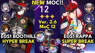 NEW Memory of Chaos Floor 12 (3 Stars) E0S1 BOOTHILL & E0S1 RAPPA | Honkai: Star Rail 2.6