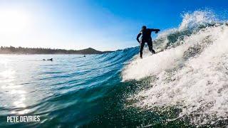 SURFING EPIC RIGHTS WITH LOCAL PRO PETE DEVRIES IN TOFINO!! - RAW POV - VANCOUVER ISLAND, CANADA