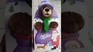 Milka Chocolate with Teddy Bear  #milka #chocolate #shorts #bear #gift #satisfying #christmas