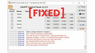 XAMPP Error: Apache shutdown unexpectedly