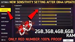 OB-44 After Update New Sensitivity Setting In Free Fire | 200 Sensitivity For 2GB 3GB 4GB 6GB RAM