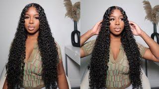 THE PRETTIEST DEEP CURLY WIG EVER !! EASY GLUELESS CLOSURE WIG INSTALL FOR BEGINNERS #RESHINEHAIR