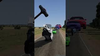 Colorful Small to Big Cars vs Hammer - BeamNG.drive #shorts