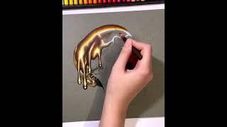 Unbelievable 3D Art|Golden Skull Drawing|#shorts