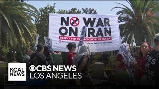 Dozens gather to protest against U.S. strikes on Iran in Westwood
