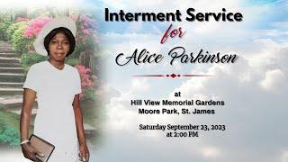 Interment Service for Alice Parkinson