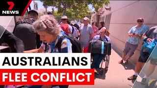 Australians flee Israel and Iran as foreign ministers seek diplomacy | 7NEWS
