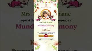 Baby Mundan Ceremony Invitation Video || Kids Mundan Ceremony Invitation Video || VG-2120-V