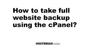 How to take full website backup using the cPanel