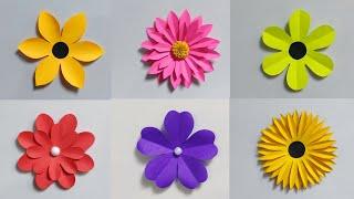 6 Easy Paper Flowers | Paper Flower Making | DIY Flower Craft