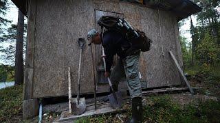 FOUND A HUT.A NIGHT IN A STRANGE HUT.HIKING TO THE LAKE. FISHING FOR GRAYLING.