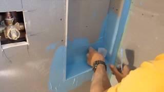 PART 2. How to install built-in shower niche, nook, recessed shelf -- waterproofing with membrane