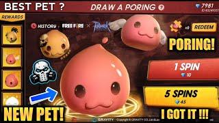 FREEFIRE DRAW A PORING EVENT FULL DETAILS!!! I GOT NEW PET PORING IN SPIN EVENT 