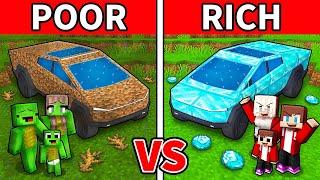 JJ and Mikey: POOR vs RICH Tesla Cybertruck Battle in Minecraft - Maizen