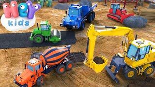 Vehículos de Construcción  Excavadora y camiones para niños | HeyKids - Canciones Infantiles