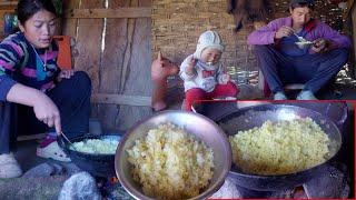 Day in the life of a Nepali shepherd family  || shepherd life of Nepal || manjita cooks fry rice ||
