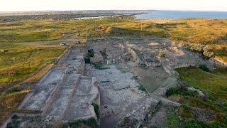 Crimea 4K: Heroevskoe. Nymphaeum ancient settlement, lighthouse and coast