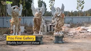 Hand Carved Marble Four Seasons Angel Statues Garden Decor from China Factory