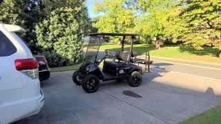 Yamaha golf cart gas powered 4 seater with flexible bed  wheels and tires lift pov test drive