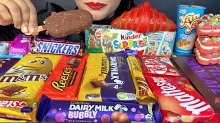 ASMR EATING CHOCOLATES,ICECREAM,DIARYMILK,M&M,AMUL,KITKAT,RESEES,KINDERJOY