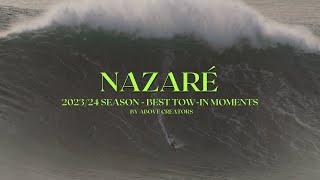 Best Tow-In Surfing Moments at Nazaré 2023-24 | Unbelievable Big Wave Rides!