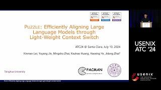 USENIX ATC '24 - PUZZLE: Efficiently Aligning Large Language Models through Light-Weight Context...