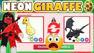 BIG WIN I TRADED MY NEON GIRAFFE FROM SAFARI EGG IN ADOPT ME