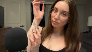 ASMR body triggers  (Collar bone / glasses tapping, skin / fabric scratching, hair play) ‍️